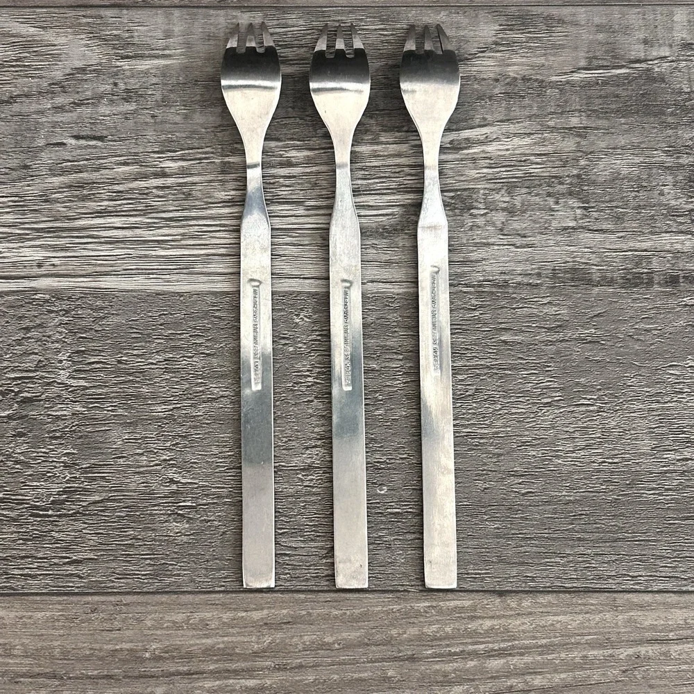 Oneida Northland DANISH FLING Stainless‎ Burnished 3 Cocktail Seafood Forks